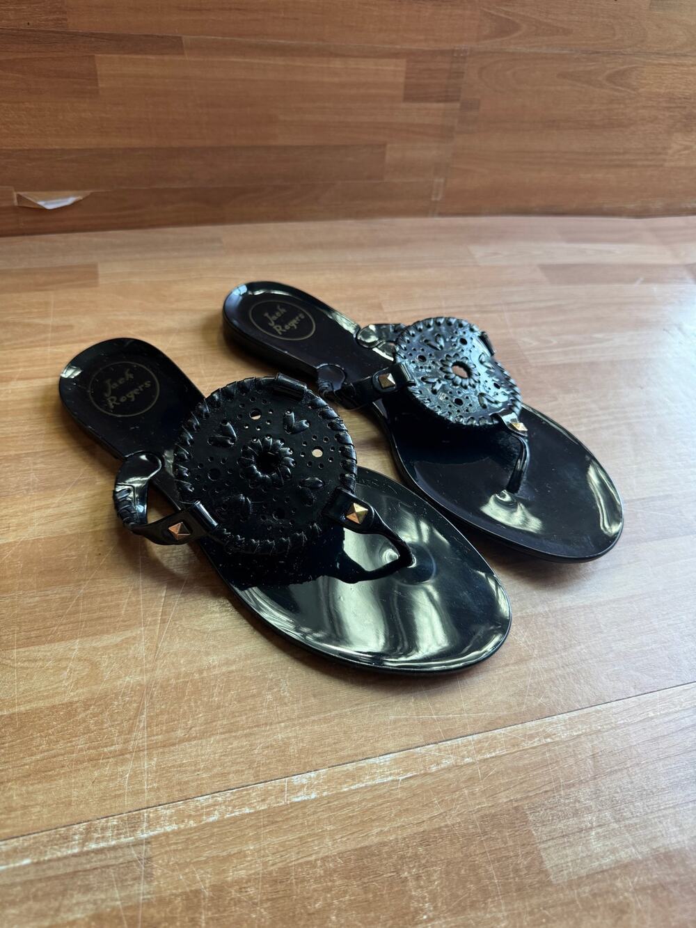 Jack Rogers black Georgica jelly flip-flop sandals